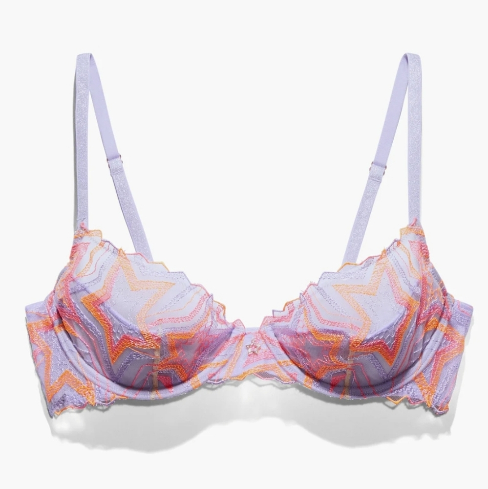 Savage x Fenty Half Cup Plunge Bra- Orange/Lavender- 44D